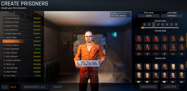 Creation screen for Prison Simulator